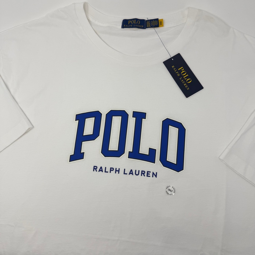 Polo Ralph Lauren Logo Jersey T-Shirt White Blue Big & Tall 3XLT 711959023003